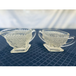 Indiana Glass Tiara Pattern Cream & Sugar Dish Set